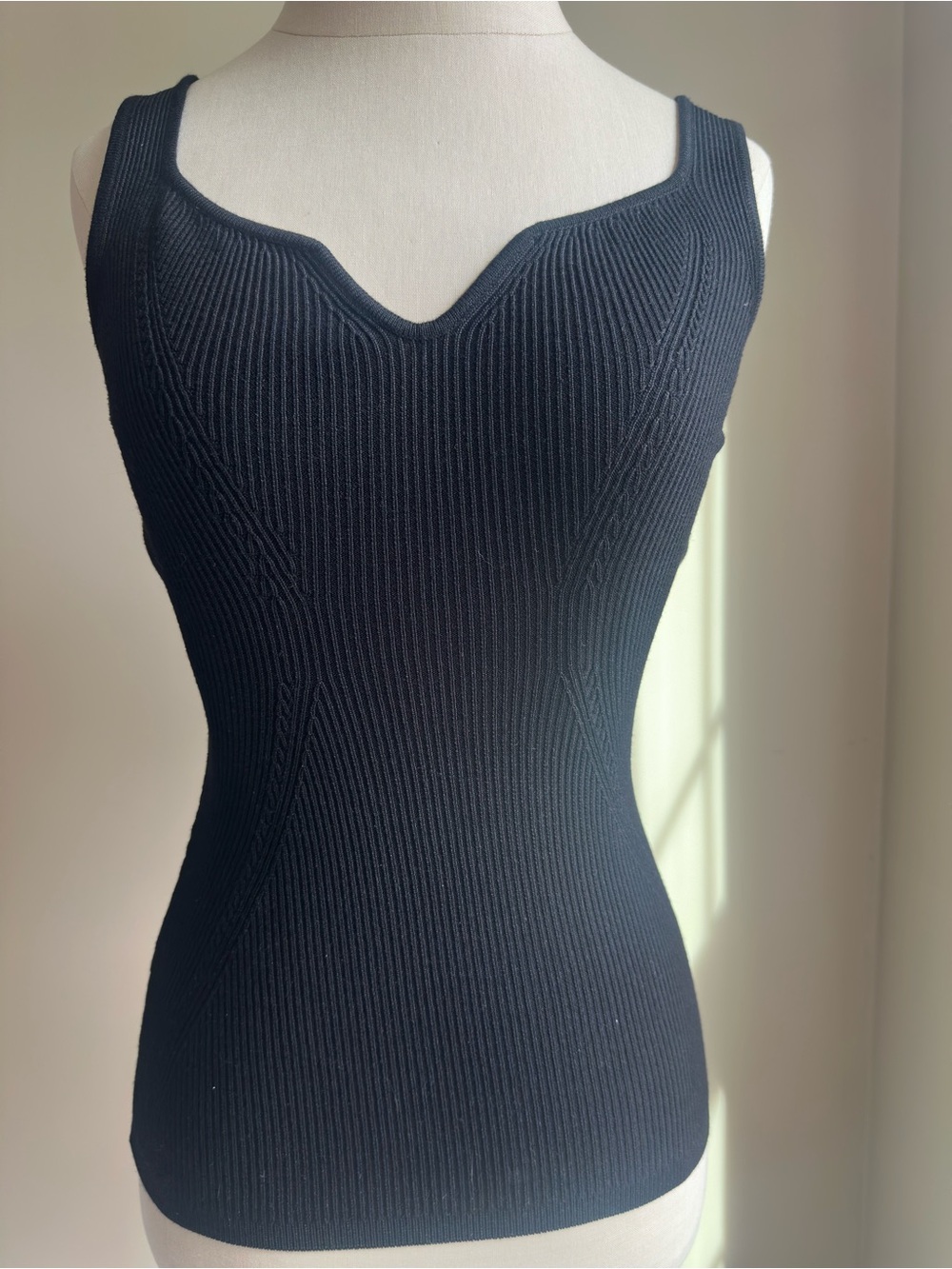 White House Black Market Black Ribbed Knit Tank XS